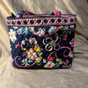 Vera Bradley retired ribbons print Floral Quilted mini Tote Bag
